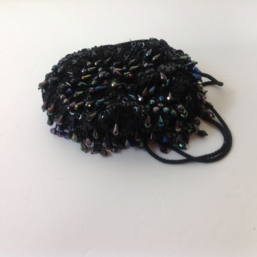 Vintage Black Sequin Bag  Beaded Shoulder